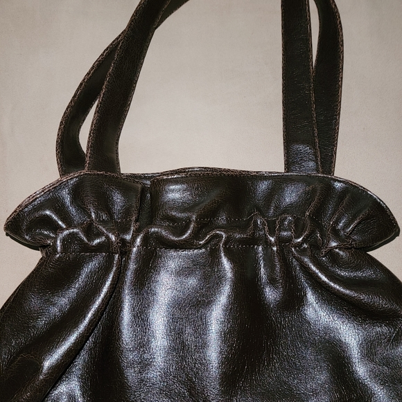8 1/2" X 11" Dark Brown Faux Leather Handbag - Picture 4 of 5
